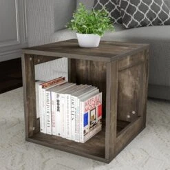 Hastings Home End Table, Stackable Modular Cube With Open Sides, Gray -HOMCOM Sales Store GUEST 4eb29cee 8955 4657 beba 8becbc7c2725