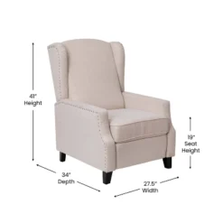 Contemporary Pushback Recliner With Accent Nail Trim Fabric Upholstery - Merrick Lane -HOMCOM Sales Store GUEST 4f2b9e73 4784 4b27 9fb0 de0fb311d7bb