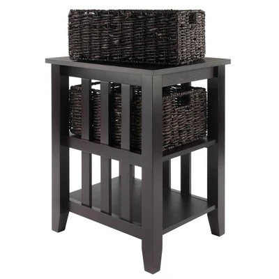 Morris Side Table With Baskets Espresso/Chocolate - Winsome 6 Morris Side Table With Baskets Espresso/Chocolate - Winsome - Image 4