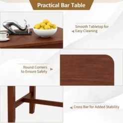 Costway Counter Height Pub Table Bar Table W/ Rubber Wood Legs & Storage Shelves -HOMCOM Sales Store GUEST 509a7101 5829 47d4 9593 af2dc2423d33