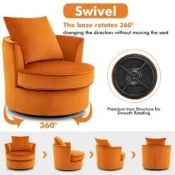 Costway Modern 360° Swivel Barrel Chair Accent Round Club Chair No Assembly Lint -HOMCOM Sales Store GUEST 50e6fe83 c048 4060 bad7 7333b0e41d29