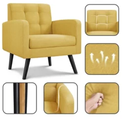 Yaheetech Modern Armchair Accent Chair Fabric Tufted With Rubber Wooden Leg -HOMCOM Sales Store GUEST 52cde5ff 41c0 4cd6 9e88 d463acd4e745