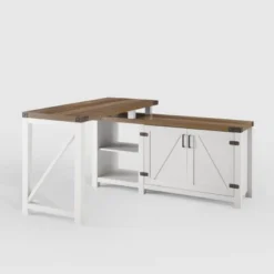 Farmhouse Rustic L Shaped Desk With Storage - Saracina Home -HOMCOM Sales Store GUEST 548cfd29 f483 449e 9420 48f42153627f