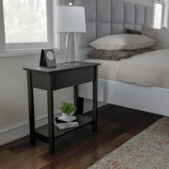 Flip Top End Table With Storage Compartment And Lower Shelf Matte Black - Yorkshire Home -HOMCOM Sales Store GUEST 5571c578 a053 40b8 8648 8344f228b88c