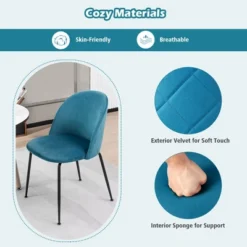 Tangkula Dining Chair Set Of 2 Upholstered Velvet Chair Set W/ Metal Base For Living Room -HOMCOM Sales Store GUEST 55762870 fa16 4410 9087 212c89351af7