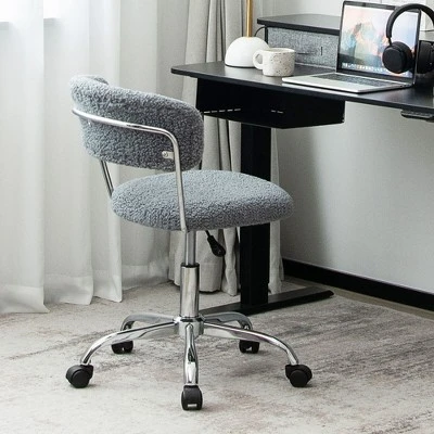 Costway Computer Desk Chair Adjustable Faux Fur Office Chair Swivel Vanity Chair 5 Costway Computer Desk Chair Adjustable Faux Fur Office Chair Swivel Vanity Chair - Image 3