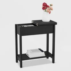 Flip Top End Table With Storage Compartment And Lower Shelf Matte Black - Yorkshire Home -HOMCOM Sales Store GUEST 562ab6e9 22ac 4d42 83b3 979c852f8475