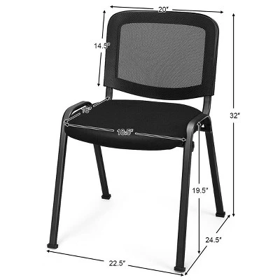 Costway Set Of 5 Conference Chair Mesh Back Office Waiting Room Guest Reception Black 4 Costway Set Of 5 Conference Chair Mesh Back Office Waiting Room Guest Reception Black - Image 2
