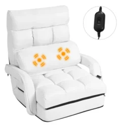 Costway Folding Floor Single Sofa Massage Recliner Chair W/ A Pillow 5 Adjustable Backrest Position Leisure Lounge Couch BlueRedWhite -HOMCOM Sales Store GUEST 57b655ba 1f17 48c8 b570 497e1f1869e9