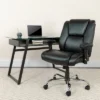 Emma And Oliver 400 Lb. Big & Tall Black LeatherSoft Task Adjustable Arm Ergonomic Office Chair