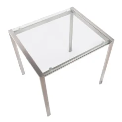 32" Fuji Square Dining Table Glass/Steel Clear - LumiSource -HOMCOM Sales Store GUEST 5b92416d 86d5 4800 9491 693d907c1214