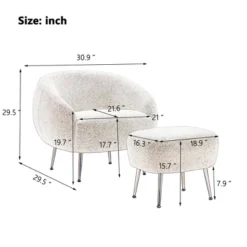 Modern Accent Chair, Teddy Short Plush Particle Velvet Armchair With Ottoman-ModernLuxe -HOMCOM Sales Store GUEST 5e613b78 aa7e 4434 9497 3199f51cbe9d