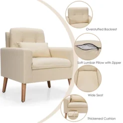 Costway Accent Chair Upholstered Linen Armchair Sofa Chair W/Waist Pillow -HOMCOM Sales Store GUEST 5ed07131 366e 4213 a233 4adcb0e477f0