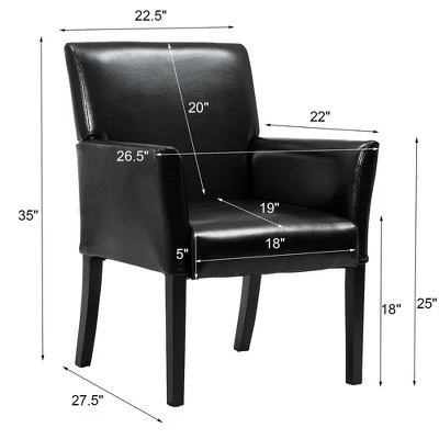 Costway Executive PU Leather Guest Chair Reception Side Arm Chair Upholstered 4 Costway Executive PU Leather Guest Chair Reception Side Arm Chair Upholstered - Image 2