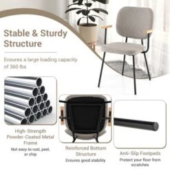 Costway Set Of 2 Modern Linen Fabric Dining Chairs Padded Kitchen Accent Armchair Grey/Orange -HOMCOM Sales Store GUEST 5fcefd84 e3aa 401a bf0e 57647822daa8