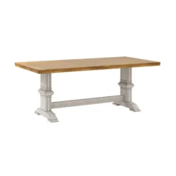 Delaney Two Toned Rectangular Solid Wood Top Dining Table - Inspire Q -HOMCOM Sales Store GUEST 60e3495a 82a0 489a 96e9 559626d045db