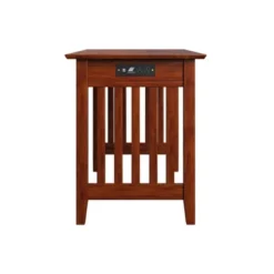 Mission Wood Writing Desk With Drawers And USB Walnut - AFI -HOMCOM Sales Store GUEST 60eec92a 04f7 46a0 9e21 3913e9d3c0bf