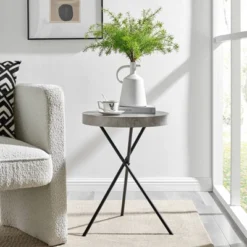 17.6" Round 3 Legged Industrial Style Side Table Cement - Danya B. -HOMCOM Sales Store GUEST 61ff05f9 7d46 43da b781 044e4f3dee19
