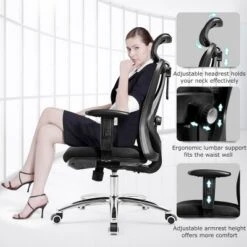 High Back Mesh Office Chair Adjustable Lumbar Support&Headrest Home Study Black -HOMCOM Sales Store GUEST 63bd1b9a fde6 4a6c b3df ebe09585c968