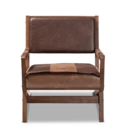 Rovelyn Faux Leather Walnut Finished Wood Lounge Chair Brown - Baxton Studio -HOMCOM Sales Store GUEST 648866b8 8f2f 43c1 b8e6 912af3a07f3a