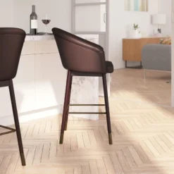 Merrick Lane Modern Wood Frame Stool With Metallic Accents -HOMCOM Sales Store GUEST 662ce35f 3687 46d8 82ca feb932456a33