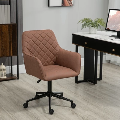 Vinsetto Mid Back Modern Home Office Chair Swivel Computer Desk Chair With Adjustable Height, Microfiber Cloth, Diamond Line Design, And Padded Armrests 4 Vinsetto Mid Back Modern Home Office Chair Swivel Computer Desk Chair With Adjustable Height, Microfiber Cloth, Diamond Line Design, And Padded Armrests - Image 2
