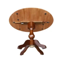 30.3" Gracelyn Round Dual Drop Leaf Pedestal Extendable Dining Table Cinnamon/Espresso - International Concepts -HOMCOM Sales Store GUEST 669c1d30 915c 4d01 a2bb 07a539d67bcb