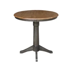 36" Justin Round Drop Leaf Dining Table Tan/Washed Coal - International Concepts