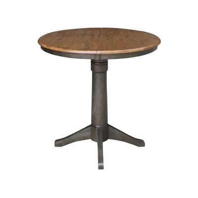 36" Justin Round Drop Leaf Dining Table Tan/Washed Coal - International Concepts 3 36" Justin Round Drop Leaf Dining Table Tan/Washed Coal - International Concepts