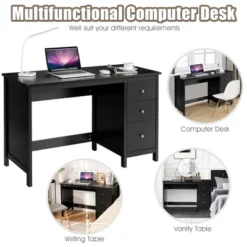 Computer Desk Study Writing Desk Home Office Workstation With 3 Drawers WhiteBlack -HOMCOM Sales Store GUEST 6755844c d2ba 40f4 ba2e 18ad4d1a8d5e