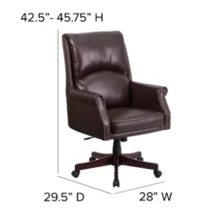 Merrick Lane Ergonomic Executive Office Chair With High Pillowed Back & Rolled Arms In Brown Faux Leather With Mahogany Finish Base -HOMCOM Sales Store GUEST 679a814c eacd 4335 a05c 2826199229a1