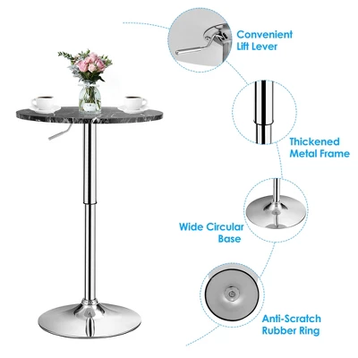 Costway Round Bistro Bar Table Height Adjustable 360-degree Swivel Black 10 Costway Round Bistro Bar Table Height Adjustable 360-degree Swivel Black - Image 8