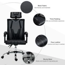 Vinsetto Office Chair Ergonomic Desk Chair With Rotate Headrest, Lumbar Support & Adjustable Height, 360° Swivel Computer Chair 11 Vinsetto Office Chair Ergonomic Desk Chair With Rotate Headrest, Lumbar Support & Adjustable Height, 360° Swivel Computer Chair -HOMCOM Sales Store GUEST 6abc5434 5628 4f85 a617 56c8c2626504
