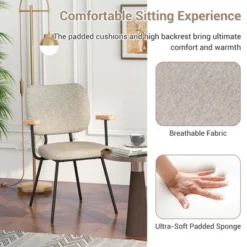 Costway Set Of 2 Modern Linen Fabric Dining Chairs Padded Kitchen Accent Armchair Grey/Orange -HOMCOM Sales Store GUEST 6caf901c fc2b 464d a9f9 0e47187a68fb