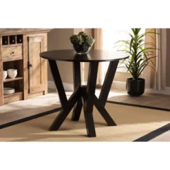 35" Irene Wide Round Wood Dining Table - Baxton Studio -HOMCOM Sales Store GUEST 6e1da5cc 7df2 4af7 93fd 5ce16c1444b2
