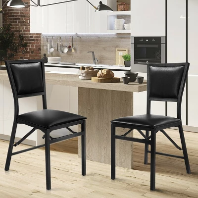 Costway Set Of 2 Metal Folding Chair Dining Chairs Home Restaurant Furniture Portable Black 4 Costway Set Of 2 Metal Folding Chair Dining Chairs Home Restaurant Furniture Portable Black - Image 2