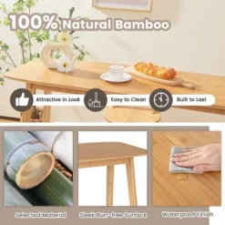 Costway Bamboo Bar Table 48'' High Top Console Dining Pub Table For Narrow Space Natural -HOMCOM Sales Store GUEST 70490265 040e 45dd 85e5 81edee366c1f