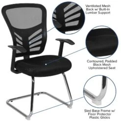 Flash Furniture Black Mesh Side Reception Chair With Chrome Sled Base -HOMCOM Sales Store GUEST 704c4a27 392e 478a 847e 4e35356b1571