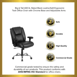 Emma And Oliver 400 Lb. Big & Tall Black LeatherSoft Task Adjustable Arm Ergonomic Office Chair -HOMCOM Sales Store GUEST 707592d4 6c1f 4b71 a2a3 e02180276da2