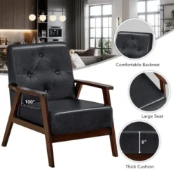 Costway Set Of 2 Accent Chairs PU Leather Chairs W/Rubber Wood Legs & Button Tufted Back -HOMCOM Sales Store GUEST 71f1b9f9 d9f9 4f00 b649 37bc425dda56