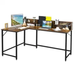 Costway 65.5'' L-shaped Computer Desk Home Office Corner Table W/Bookshelf -HOMCOM Sales Store GUEST 722bb4e1 8a75 45de b725 0ab4a7811158
