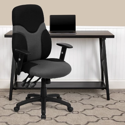 Emma And Oliver High Back Ergonomic Black/Gray Mesh Swivel Task Office Chair W/ Adjustable Arms 3 Emma And Oliver High Back Ergonomic Black/Gray Mesh Swivel Task Office Chair W/ Adjustable Arms