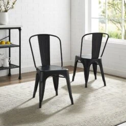 Set Of 2 17" Amelia Metal Chair Matte Black - Crosley -HOMCOM Sales Store GUEST 72d67697 6542 442e 8f58 c8fce6d9b0af