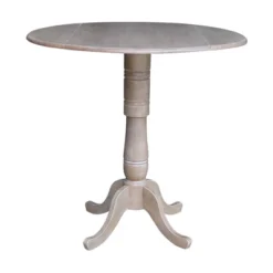 Nathaniel Round Dual Drop Leaf Pedestal Table Gray Taupe - International Concepts -HOMCOM Sales Store GUEST 730ea52f 7efb 47df 93ed 34b2e58b43e4