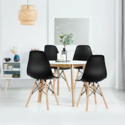Costway Set Of 4 Modern Dining Side Chair Armless Home Office W/ Wood Legs White/Black/Blue -HOMCOM Sales Store GUEST 750574cc 9c7b 4528 8ac8 51c9510a5889