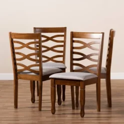 Set Of 4 Elijah Dining Chair Gray/Walnut - Baxton Studio -HOMCOM Sales Store GUEST 7506841e 3aa5 4ccf b052 f70f550a3bc4