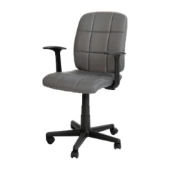 Emma And Oliver Mid-Back Quilted Vinyl Swivel Task Office Chair With Arms -HOMCOM Sales Store GUEST 751ab424 442d 4283 a267 1938a6e476ca