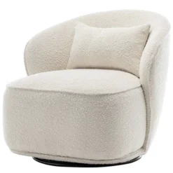 Boucle Upholstered Swivel Barrel Chair - Kinwell -HOMCOM Sales Store GUEST 7575d88f 5513 468f acd2 7fb0776147ae