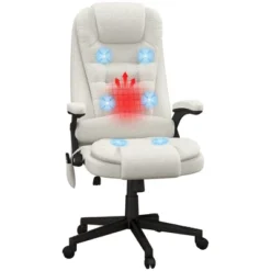 HOMCOM 6 Point Vibrating Massage Office Chair With Heat, Linen High Back Executive Office Chair With Reclining Backrest, Armrests -HOMCOM Sales Store GUEST 757abc31 8999 492e 8565 76935f48a5f4