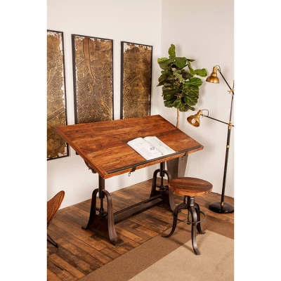 Industrial Teak Wood Console Table Brown - Olivia & May 3 Industrial Teak Wood Console Table Brown - Olivia & May